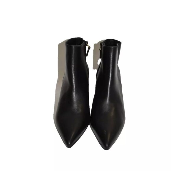 $550 STUART WEITZMAN LINSI BOOTIE POINTED LEATHER BLOCK HEEL BLACK 8.5 (PB19) - Picture 3 of 10